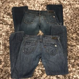 2 Pairs of Union Jeans low rise jeans size 31X31